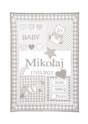 MY BLANKET Organic cotton 75x100 cm with zodiac PISCES (19.02-20.03) 