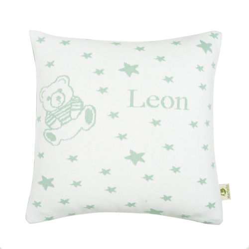 Organic cotton LITTLE STARS AND A TEDDY pillowcase with a name 40 x 40 cm