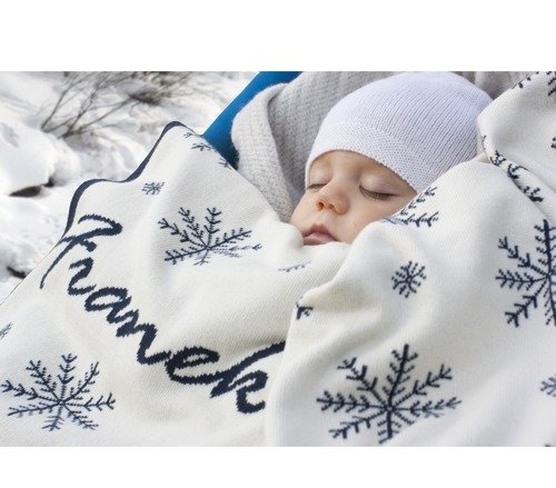 Organic cotton NORWEGIAN STARS blanket with a name.  75 x100 cm