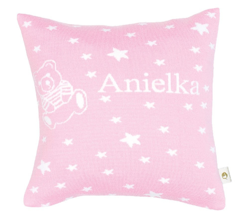 Organic cotton LITTLE STARS AND A TEDDY pillowcase with a name 40 x 40 cm