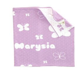 Organic cotton blanket with a name BUTTERFLIES 90x120 cm