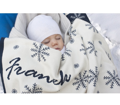 NORWEGIAN STARS organic cotton blanket with a name.  75 x100 cm