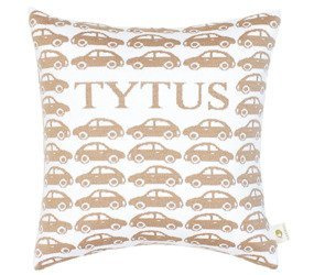 Poszewka na poduszkę z imieniem  MAŁE AUTKA 40 x 40 cm