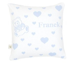 Hearts and a teddy. Pillowcase with a name 40 x 40 cm