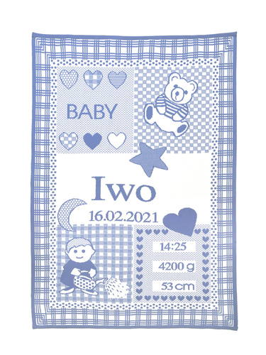 MÓJ KOCYK z zodiakiem  WODNIK  20.01-19.02  z bawełny organicznej 75 x 100 cm