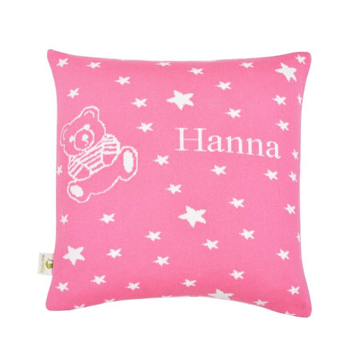 Organic cotton set HEARTS AND TEDDY pillowcase with a name 40 x 40 cm  and  MY BLANKET WITH ZODIAC SIGN  75 x 100 cm