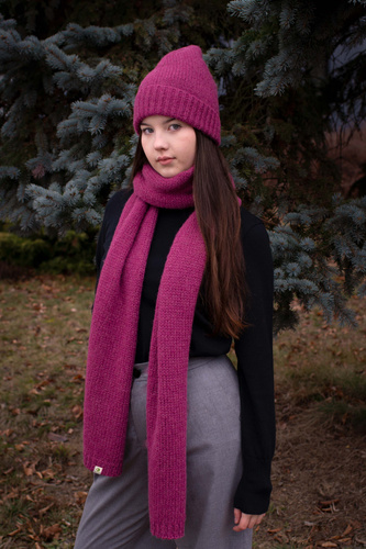 Czapka damska z Baby Alpaka, Merino i jedwabiu