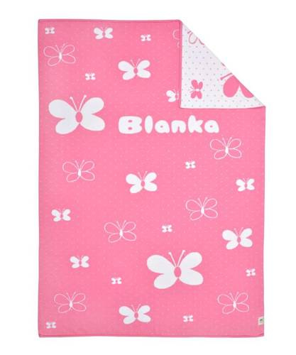 Organic cotton blanket with a name BUTTERFLIES 90x120 cm