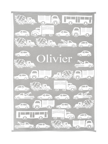 Organic cotton  blanket with a name    BIG CARS  75x100 cm