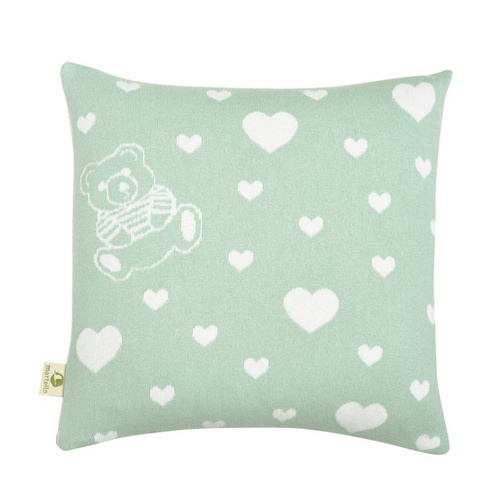 Hearts and a teddy. Pillowcase with a name 40 x 40 cm 