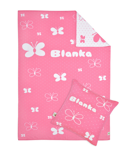 BUTTERFLY SET. Blanket with a name BUTTERFLY 90x120 cm.Pillowcase with a name 40 x 40 cm