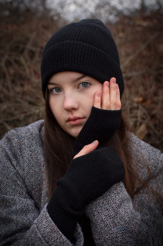 Fingerless mittens made of baby Alpaca