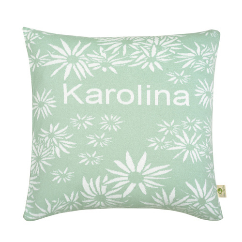 Organic cotton pillowcase DAISIES with a name 50 x 50 cm