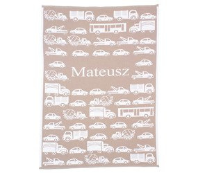 Organic cotton  blanket with a name    BIG CARS  75x100 cm