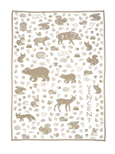 FOREST ANIMALS 90x130 cm beige blanket
