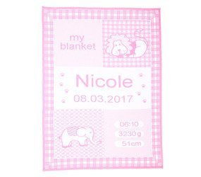 MÓJ KOCYK  SŁONIK I LEW z bawełny organicznej 75 x 100 cm