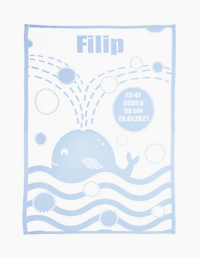 Organic cotton MY BLANKET  A WHALE 75 x 100 cm