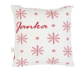 Poszewka na poduszkę z imieniem pisanym ozdobną czcionką NORWESKIE GWIAZDKI z bawełny organicznej 40 x 40 cm