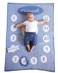 Boat photo blanket with a name dark blue 90x120 cm