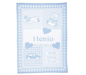 Organic cotton MY BLANKET with A CAR AND AN AIRPLANE 75 x 100 cm