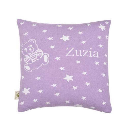 Organic cotton LITTLE STARS AND A TEDDY pillowcase with a name 40 x 40 cm