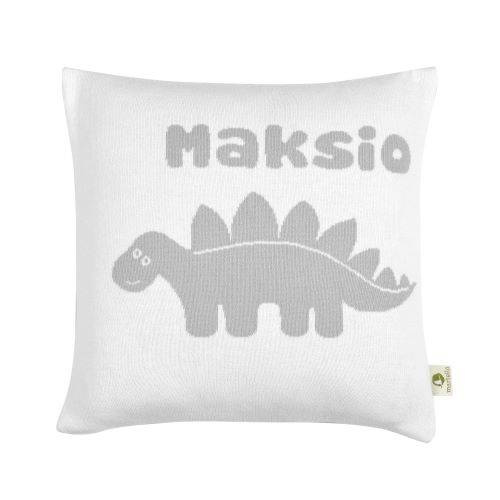 Organic cotton pillowcase with a name DINO STEGOSAURUS  40 x 40 cm