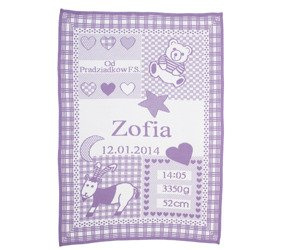 MÓJ KOCYK z zodiakiem KOZIOROŻEC 22.12-19.01 z bawełny organicznej 75 x 100 cm