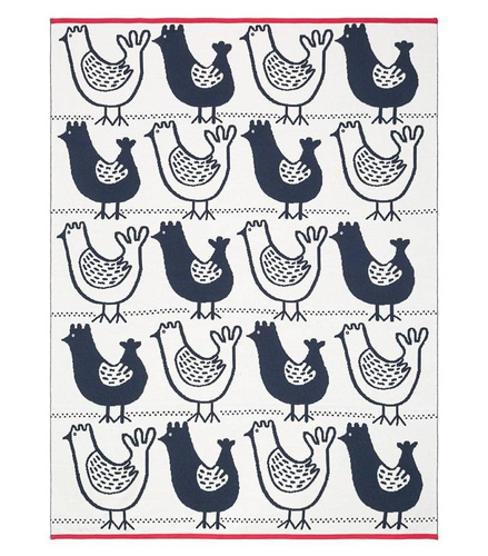 Organic cotton blanket with HAPPY HEN 100 x 130 cm