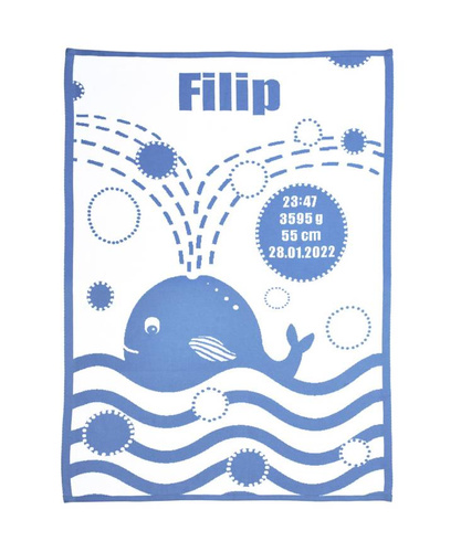 Organic cotton MY BLANKET  A WHALE 75 x 100 cm