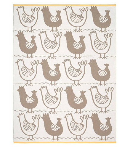 Organic cotton blanket with HAPPY HEN 100 x 130 cm