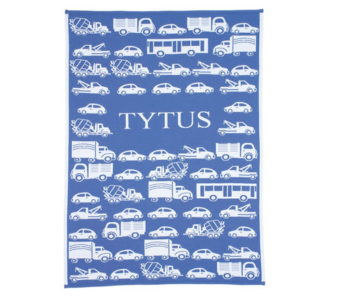 Organic cotton  blanket with a name    BIG CARS  75x100 cm