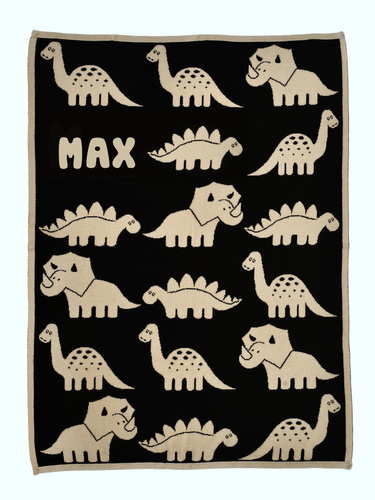 Organic cotton DINOSAURS blanket with a name 100x130 cm