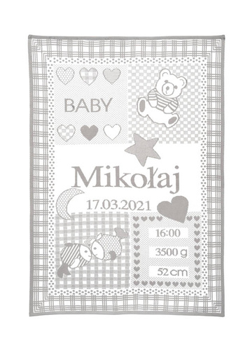 MY BLANKET Organic cotton 75x100 cm with zodiac PISCES (19.02-20.03)