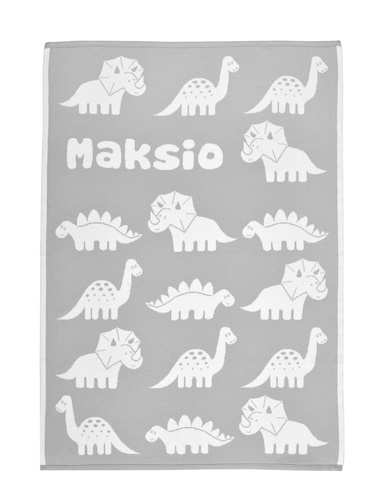 Organic cotton DINOSAURS blanket with a name 100x130 cm