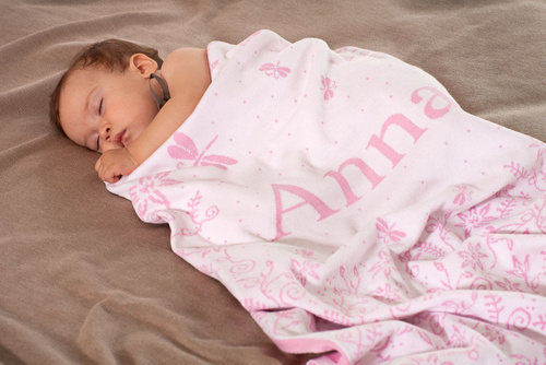 Organic cotton MEADOW blanket with a name 90x130 cm