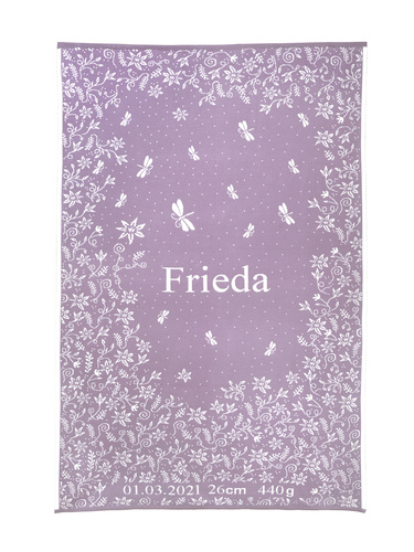 MEADOW blanket with baby's name and data  75 x 100 cm